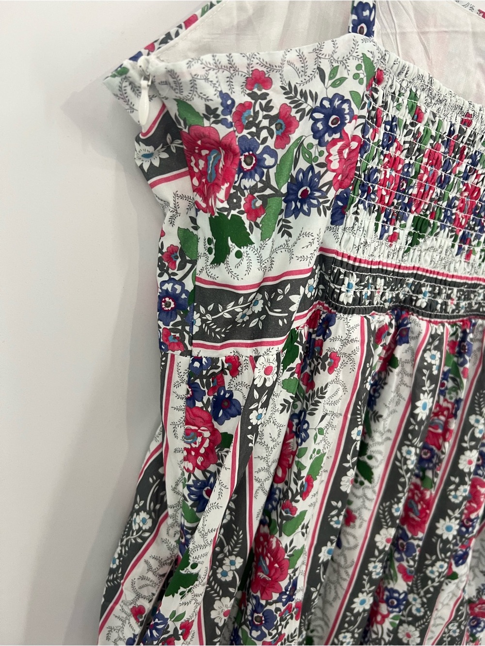 Modcloth White Maxi Dress with Pink & Green Floral Stripes - Picture 8 of 16